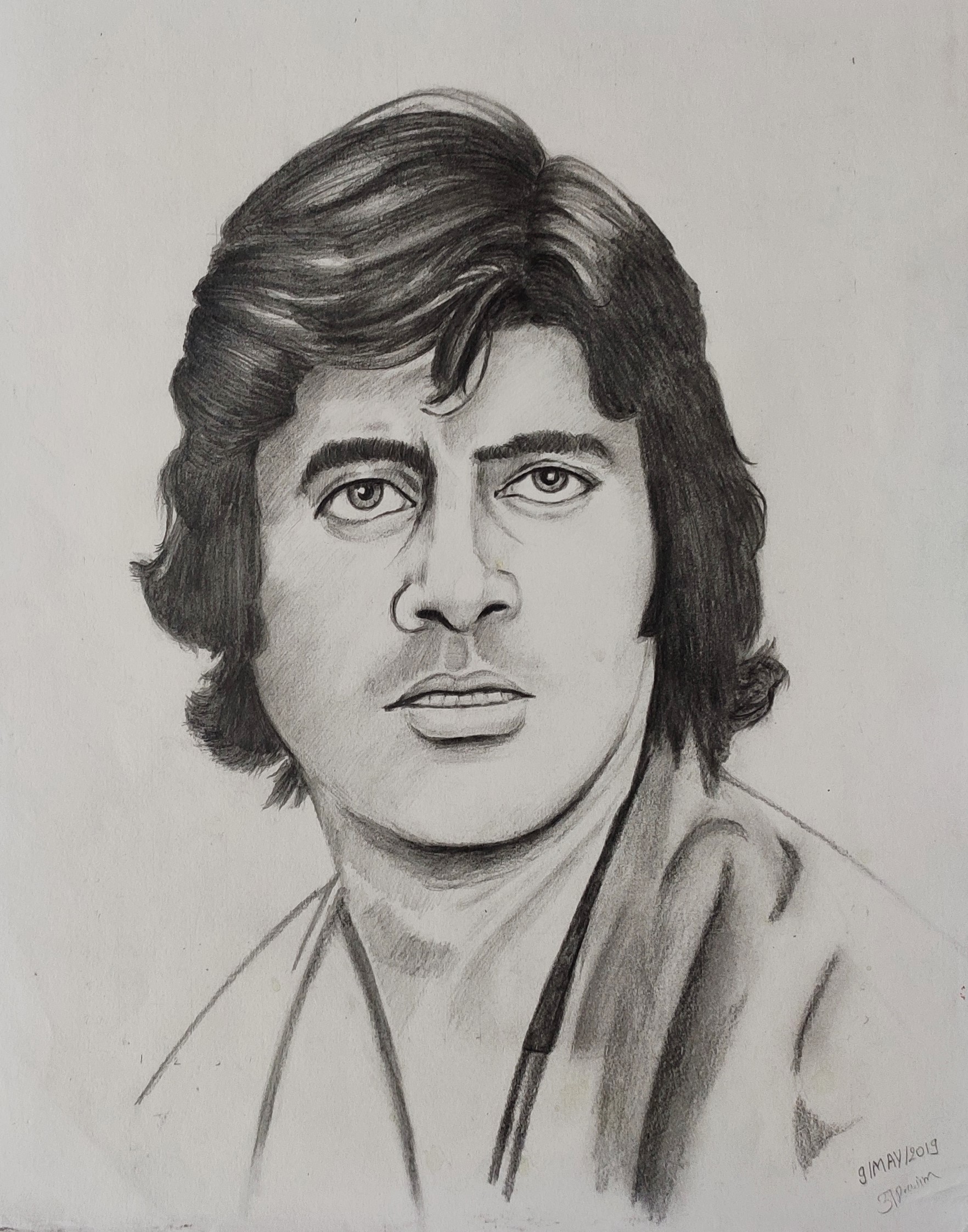 Pencil portrait drawing study