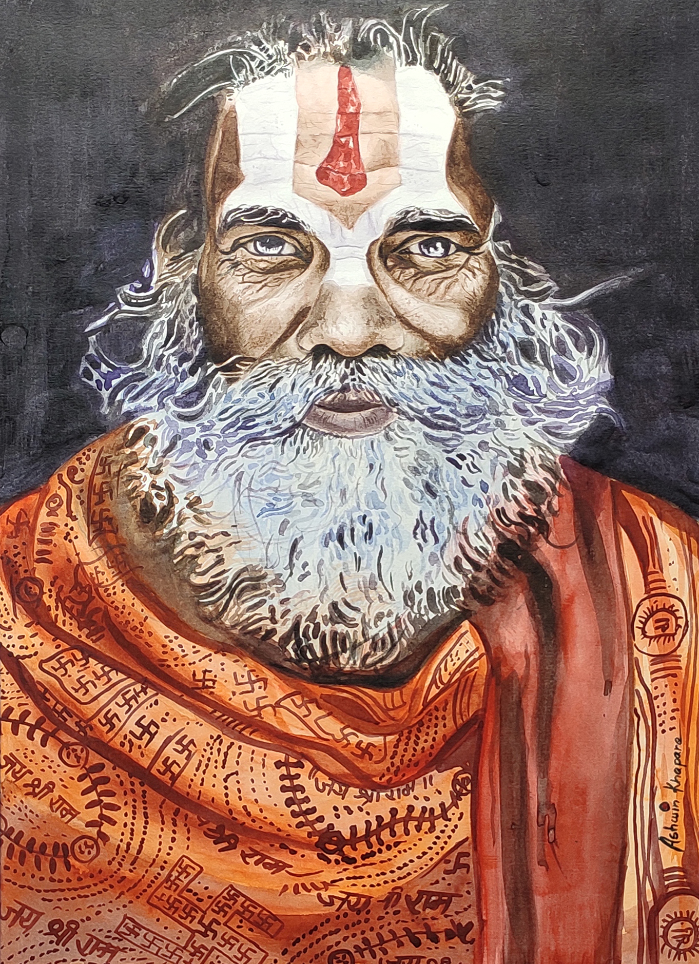 Rangresha watercolour character portrait