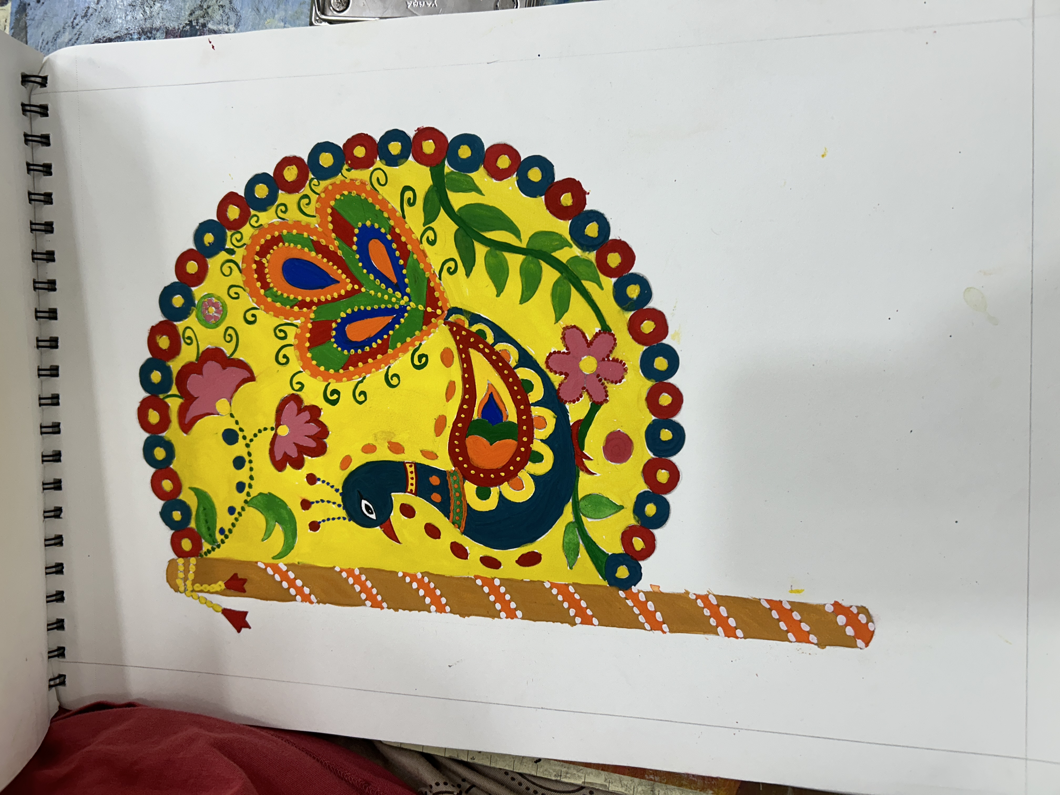 Decorative peacock design for hobby art classes