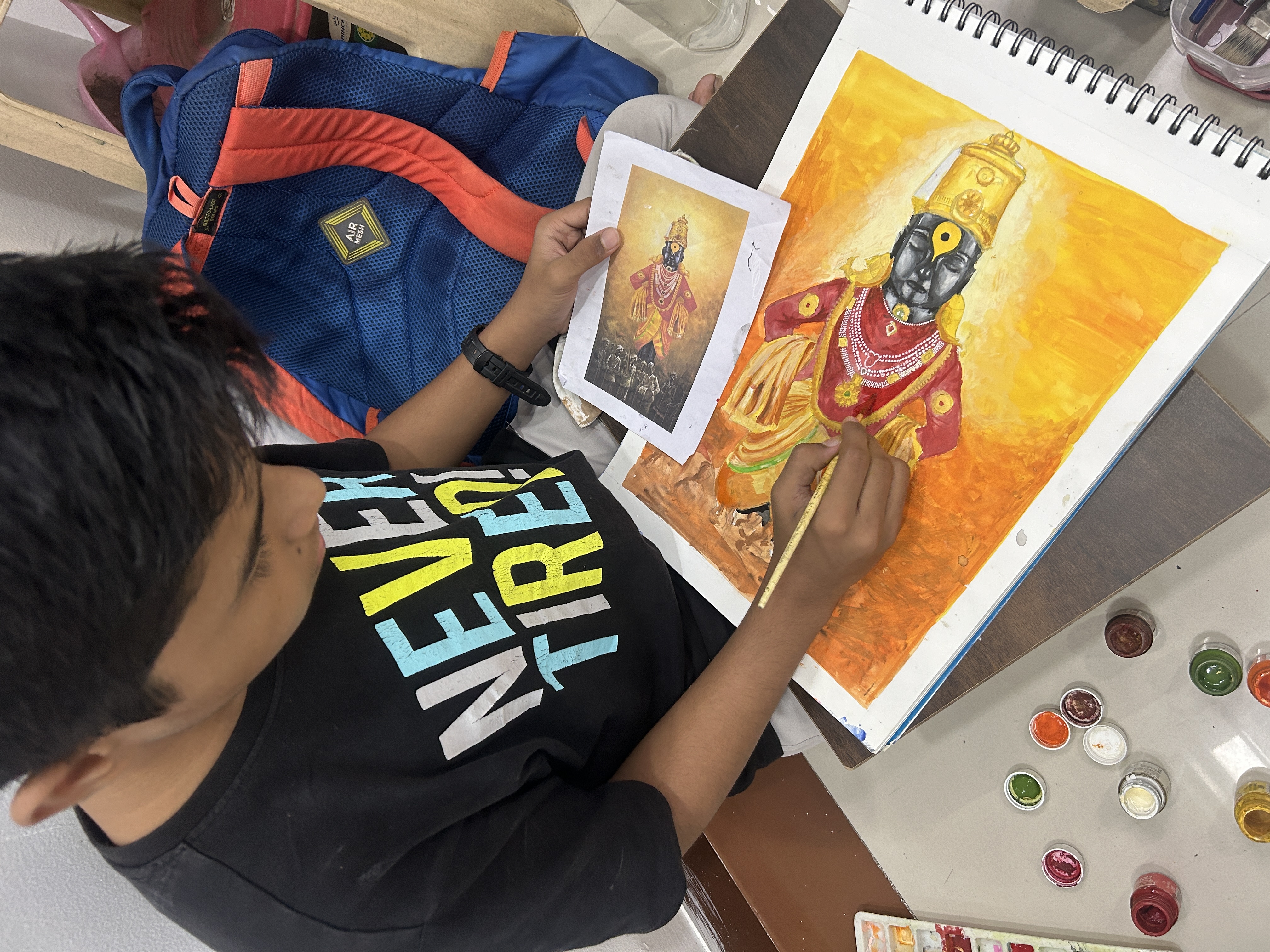 Student painting practice for drawing and painting classes