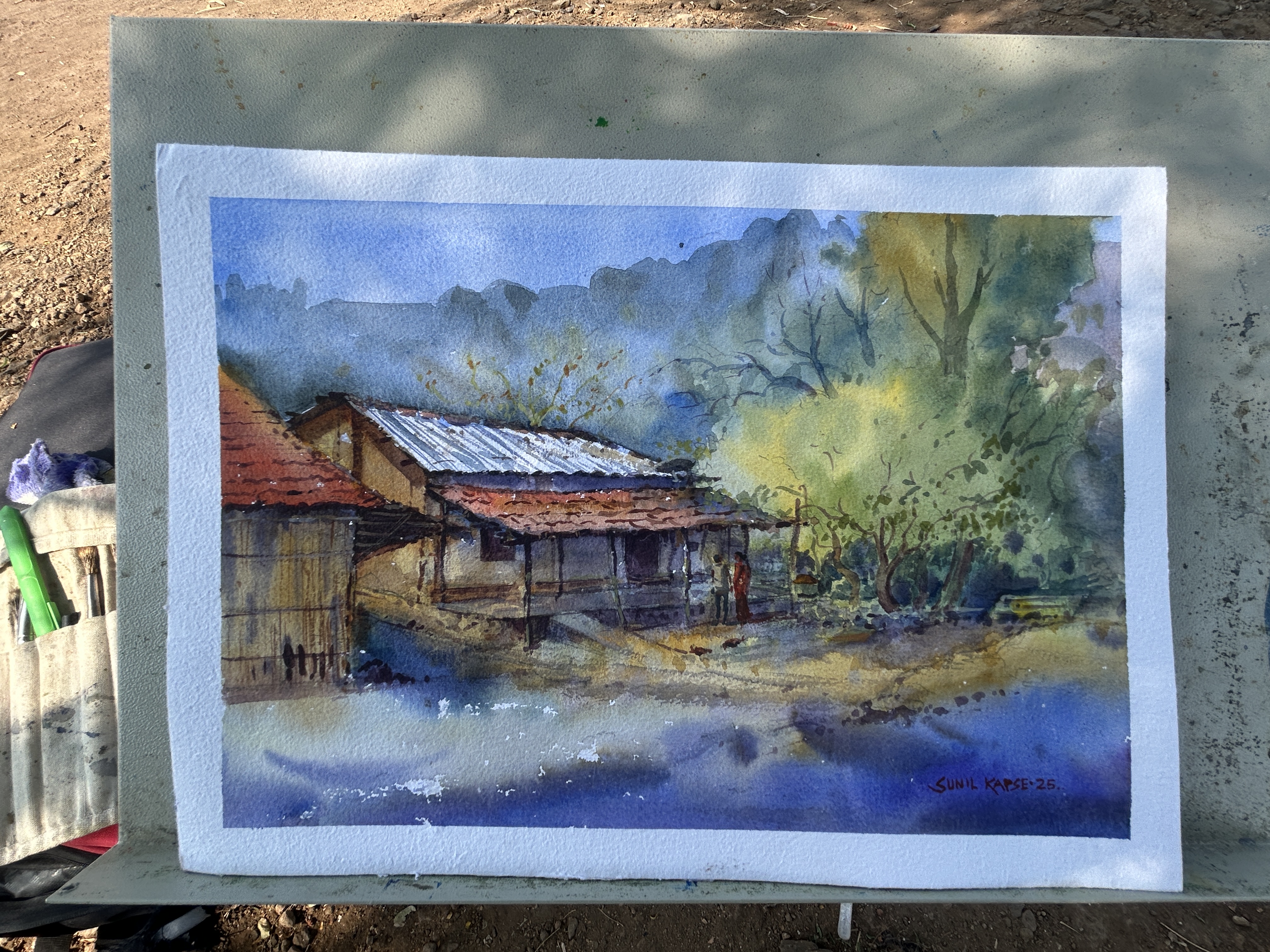 Watercolour landscape artwork for offline art classes
