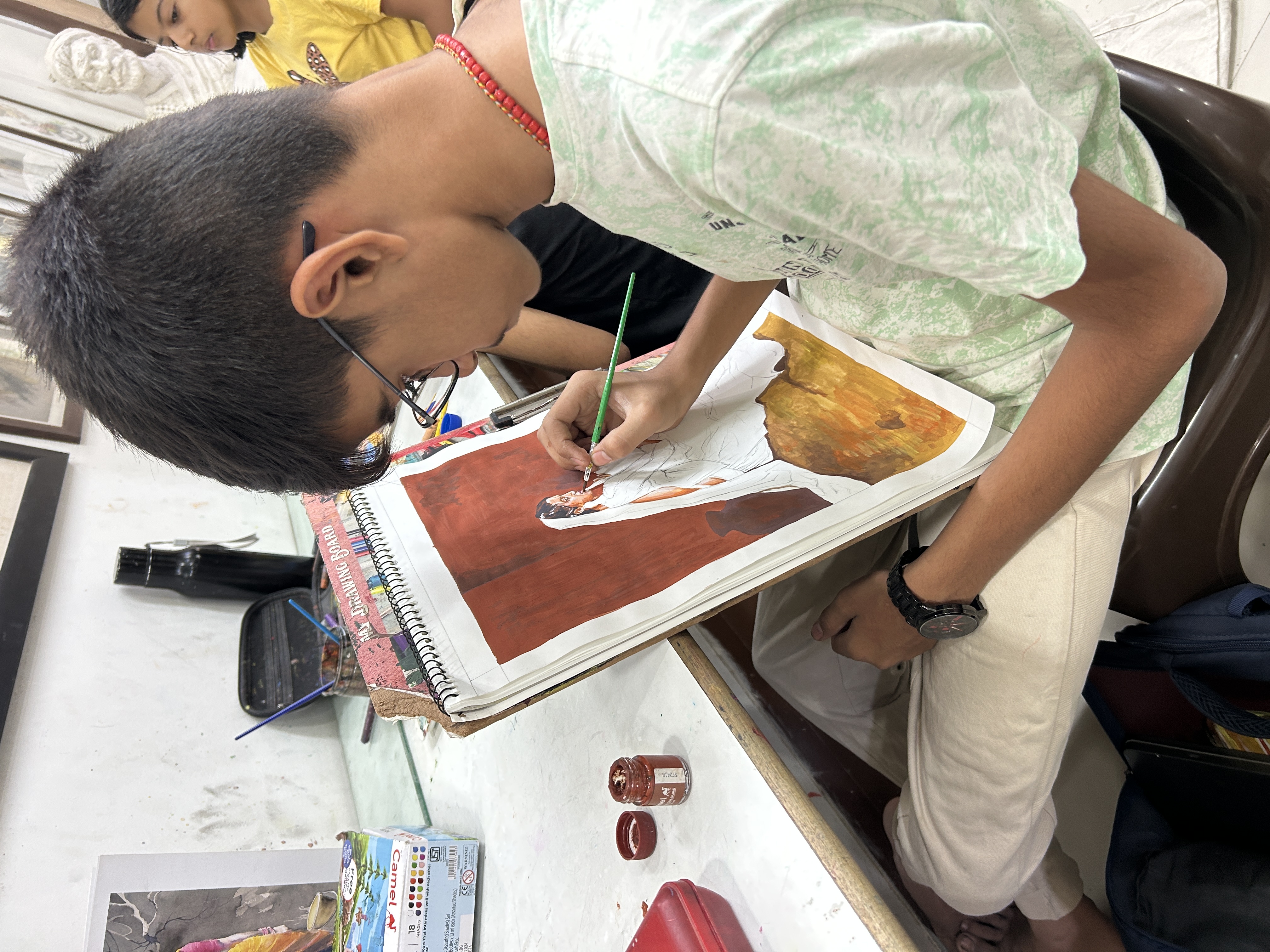 Rangresha student painting portrait study